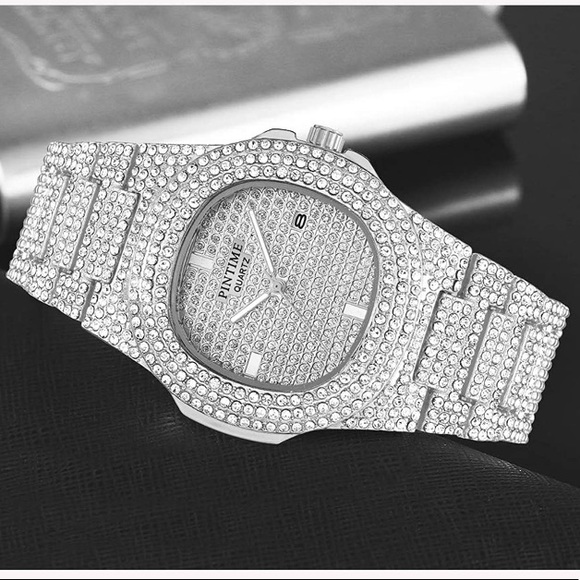 Unisex Crystal Watch Bling Stainless Steel Quartz - Picture 2 of 12